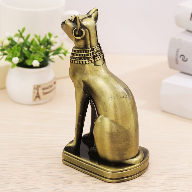 Antique Bastet Metal Statue