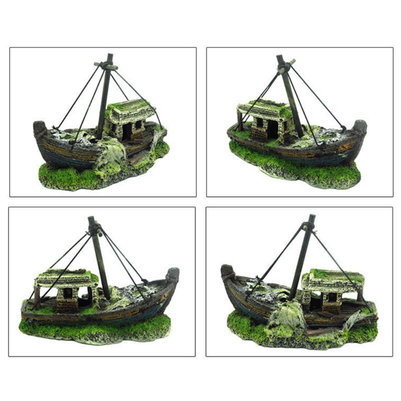 Sunken Shipwreck Cabin Aquarium Ornament