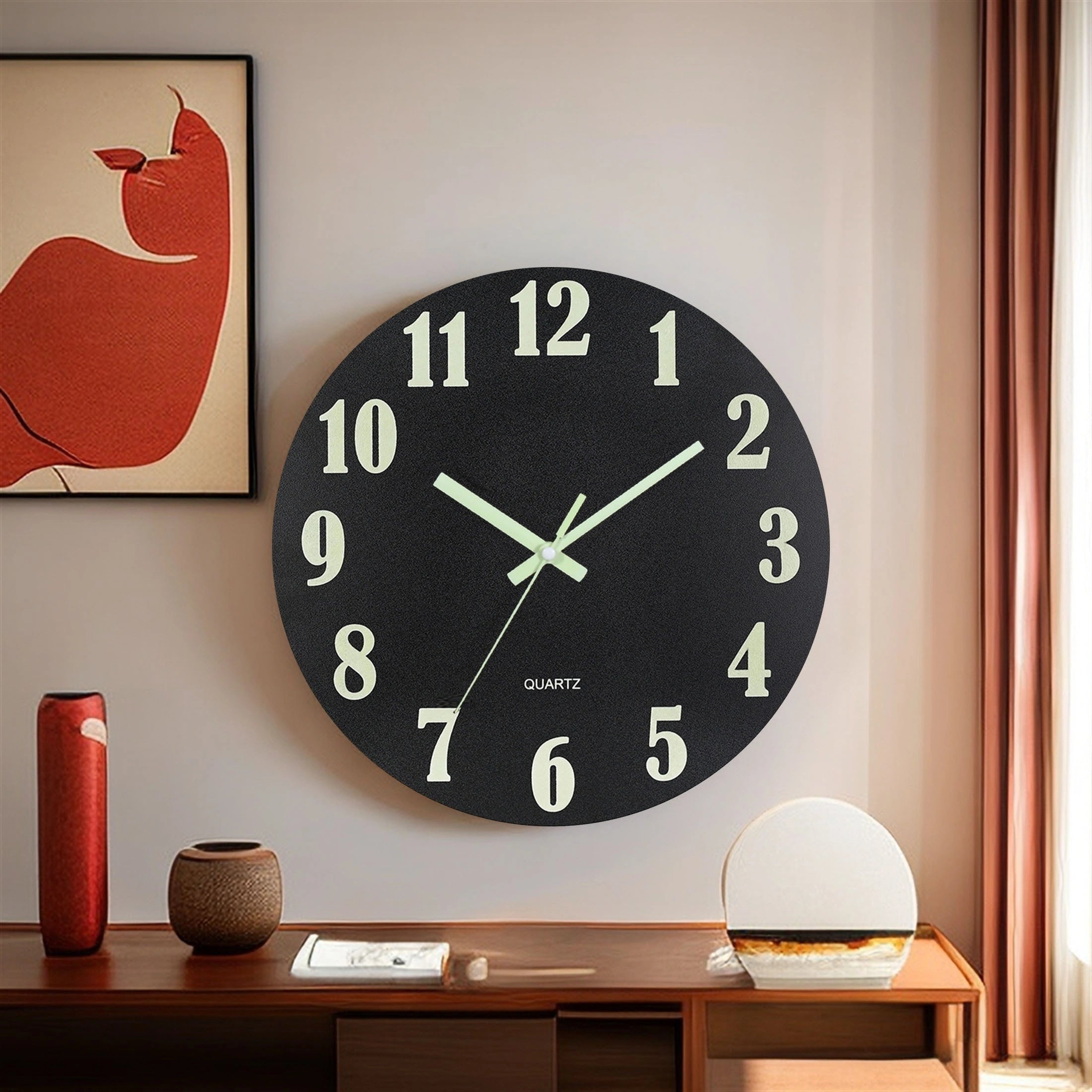 12-Inch Luminous Wooden Wall Clock