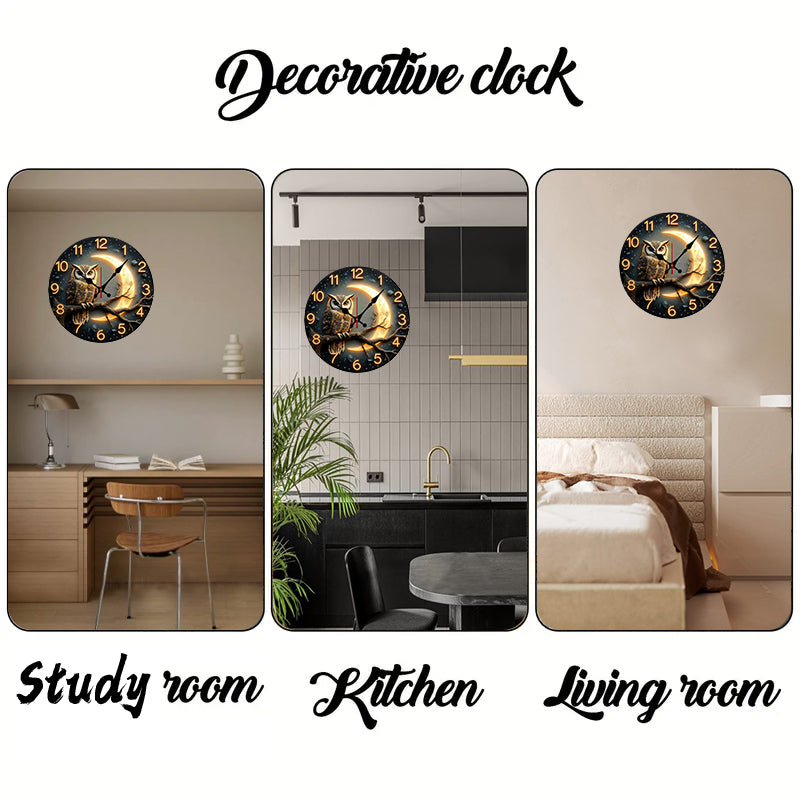 Moonlit Owl Illuminated Wall Clock