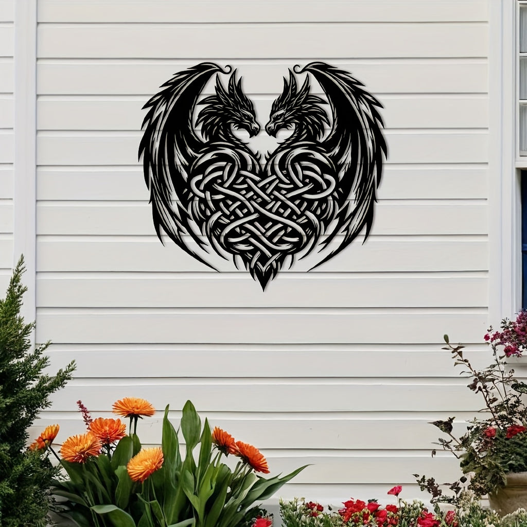 Nordic Dragon Heart Metal Wall Art