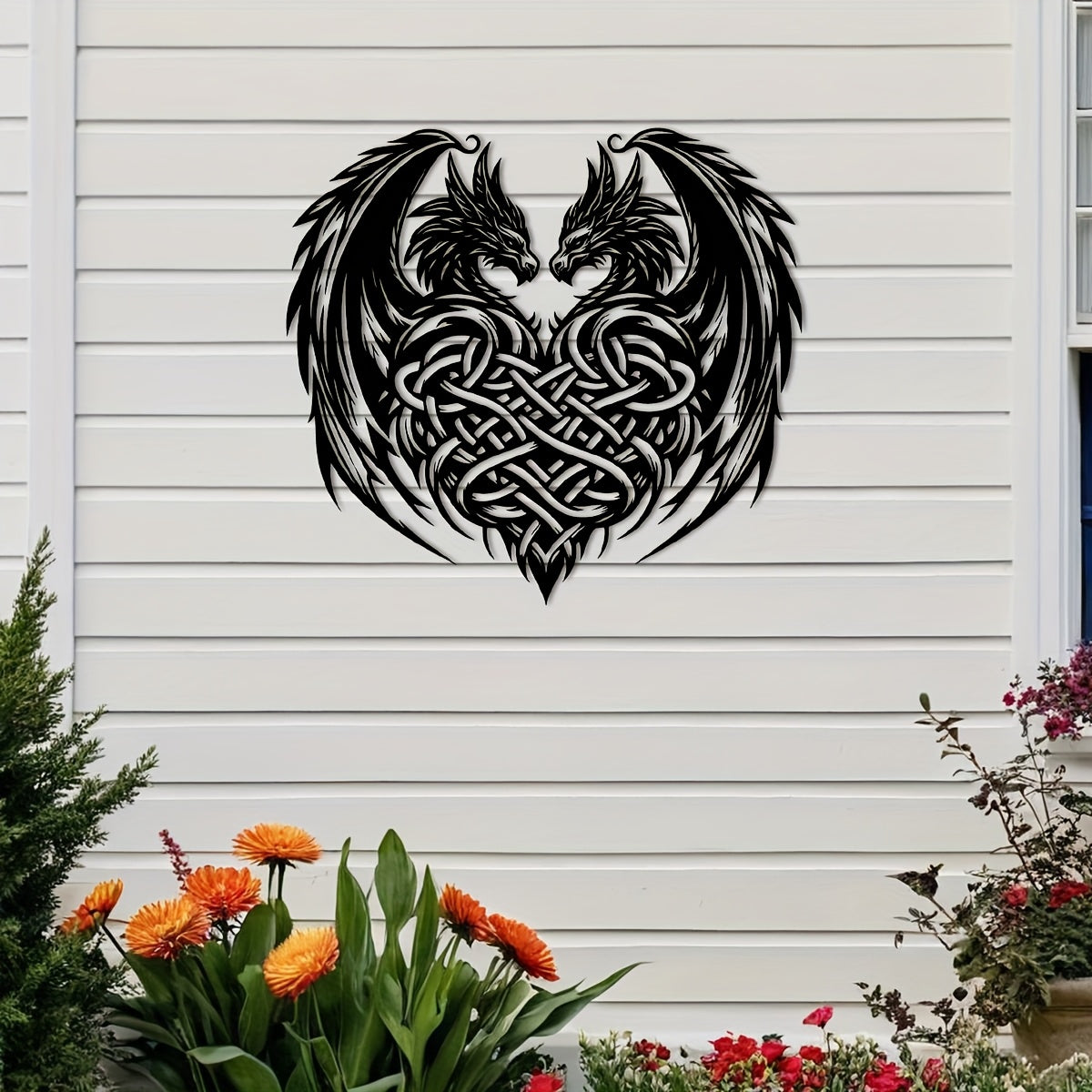 Nordic Dragon Heart Metal Wall Art
