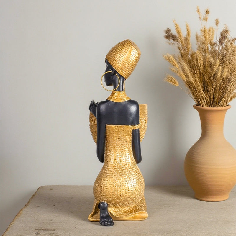 African Tribal Woman Vase Sculpture