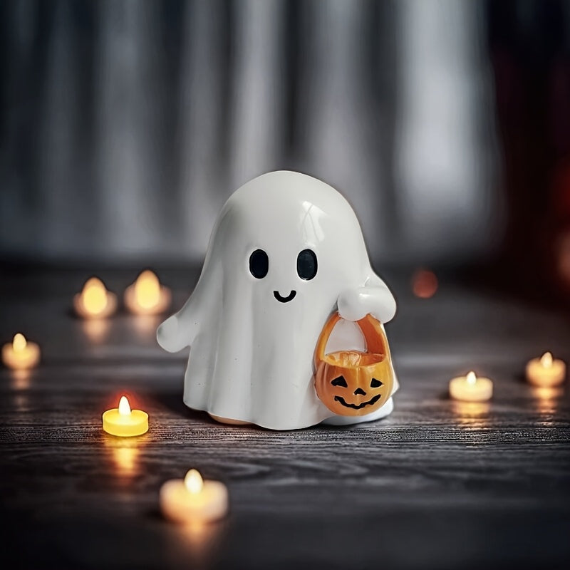 Cute Ghost Jack-o'-Lantern Statue