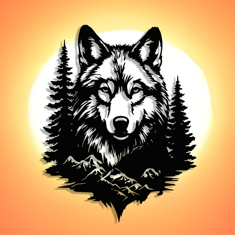 Wolf Mountain Forest Metal Wall Art