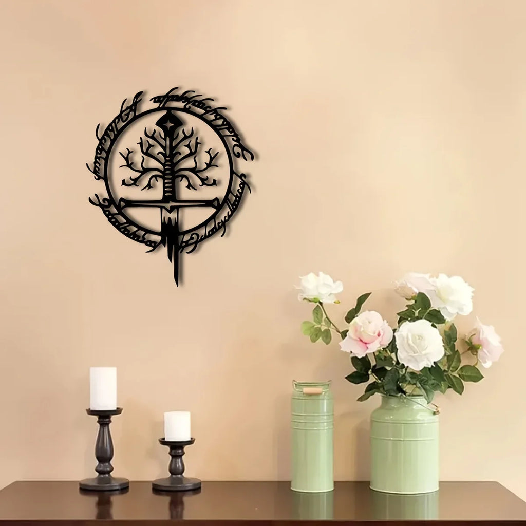 Elven Rune Tree of Life Sword Metal Wall Art