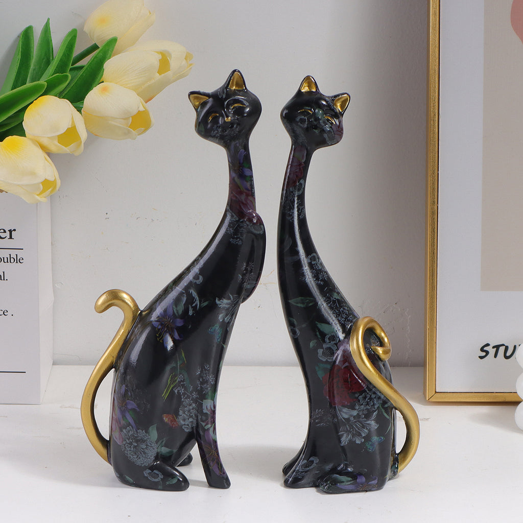 Modern Elegant Cat Statues Set