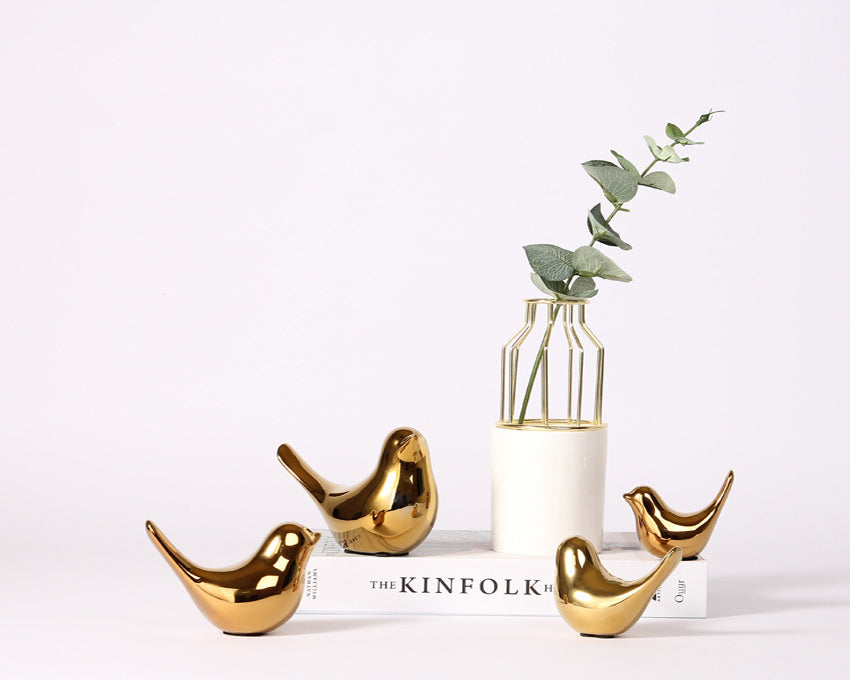 Cute Nordic Golden Bird Family