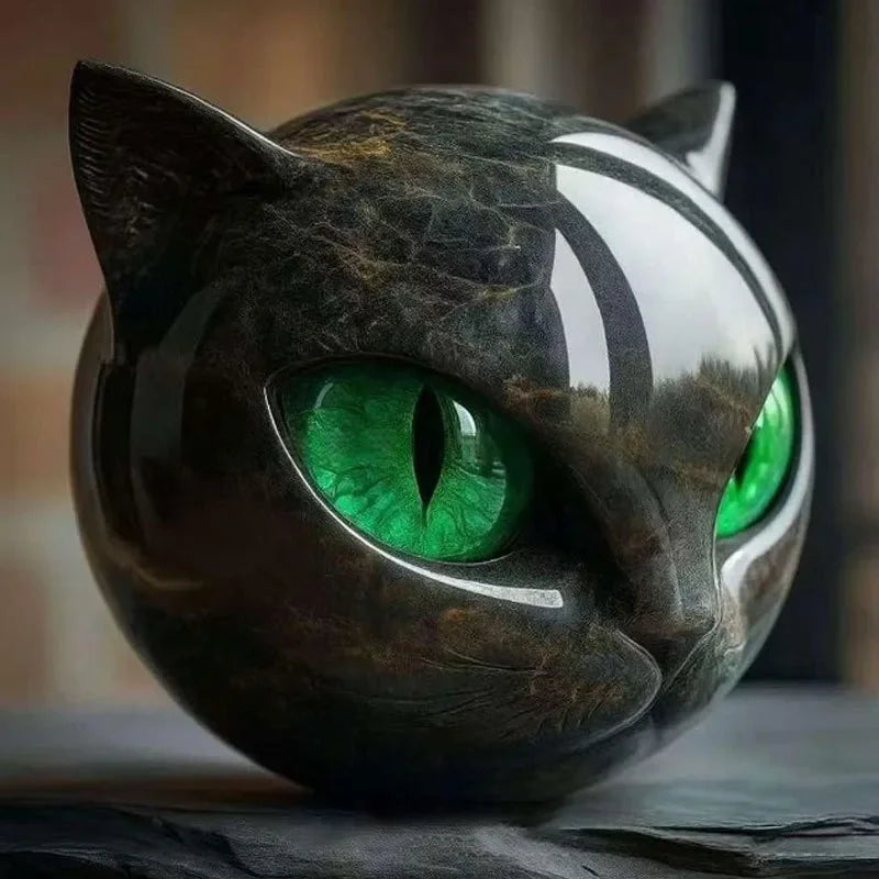 Modern Marble Cat Head Sculpture
