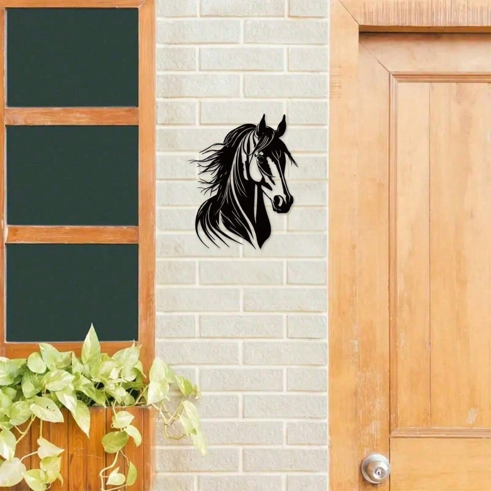 Determined Horse Head Metal Wall Art