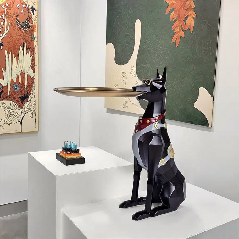 Geometric Doberman Butler Tray Sculpture