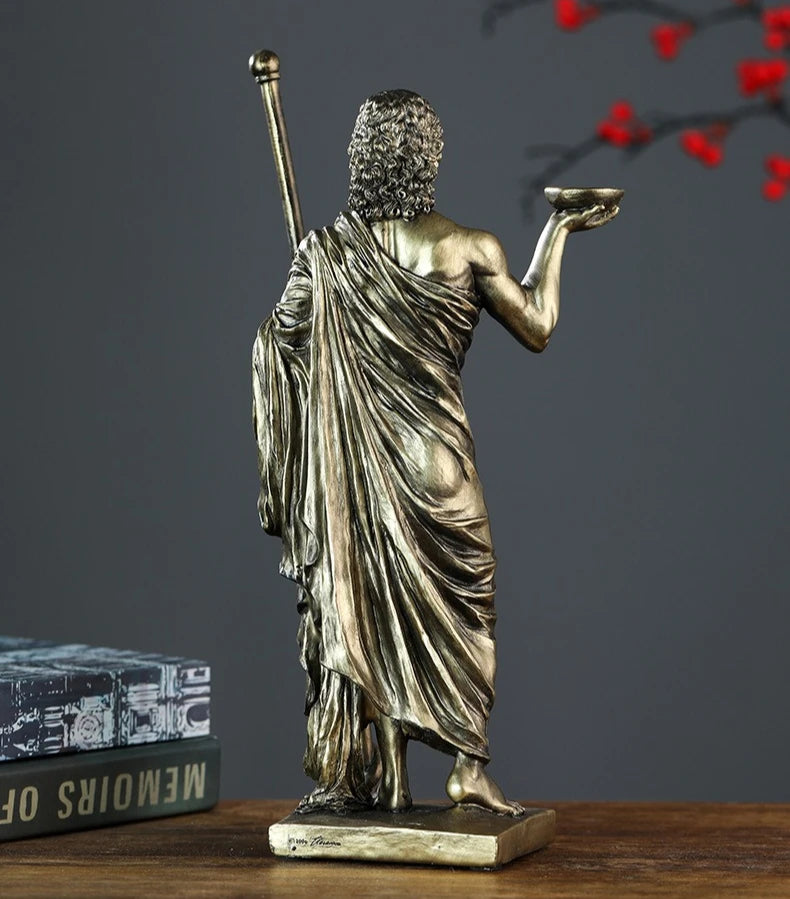 Antique Rod Of Asclepius Statue