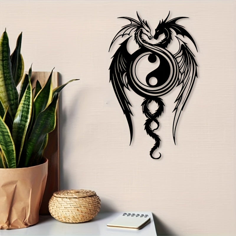 Yin Yang Dragon Metal Wall Art