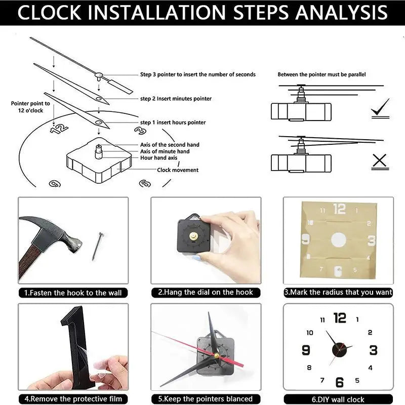 Frameless Roman Numeral DIY Wall Clock