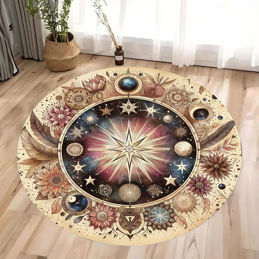 Vintage Astral Starburst Round Rug