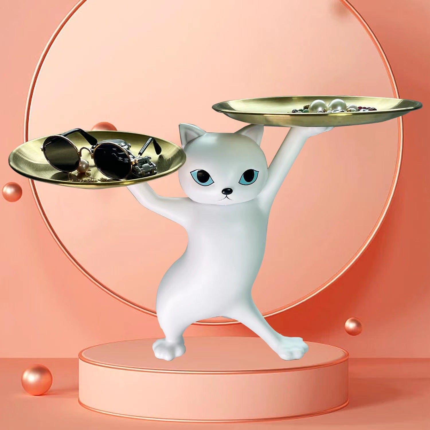 Cute Cat Butler Tray Sculpture