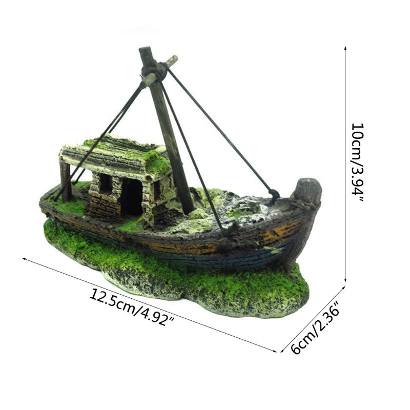 Sunken Shipwreck Cabin Aquarium Ornament