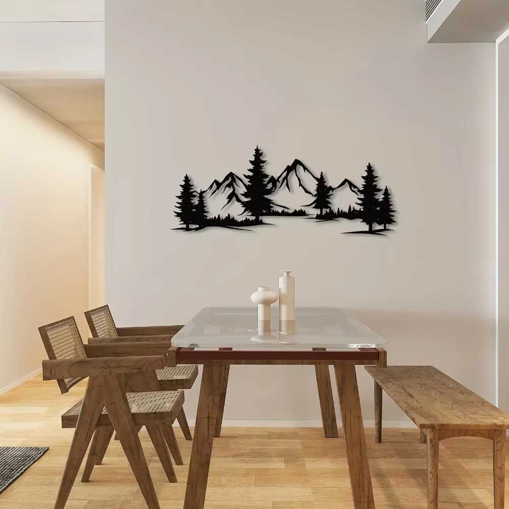 Winter Mountainside Forest Metal Wall Art