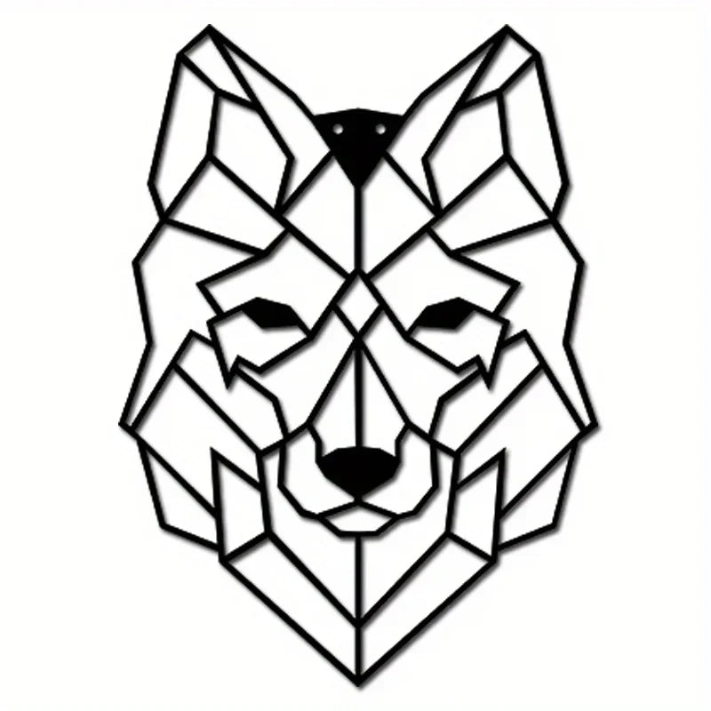 Geometric Wolf Head Metal Wall Art