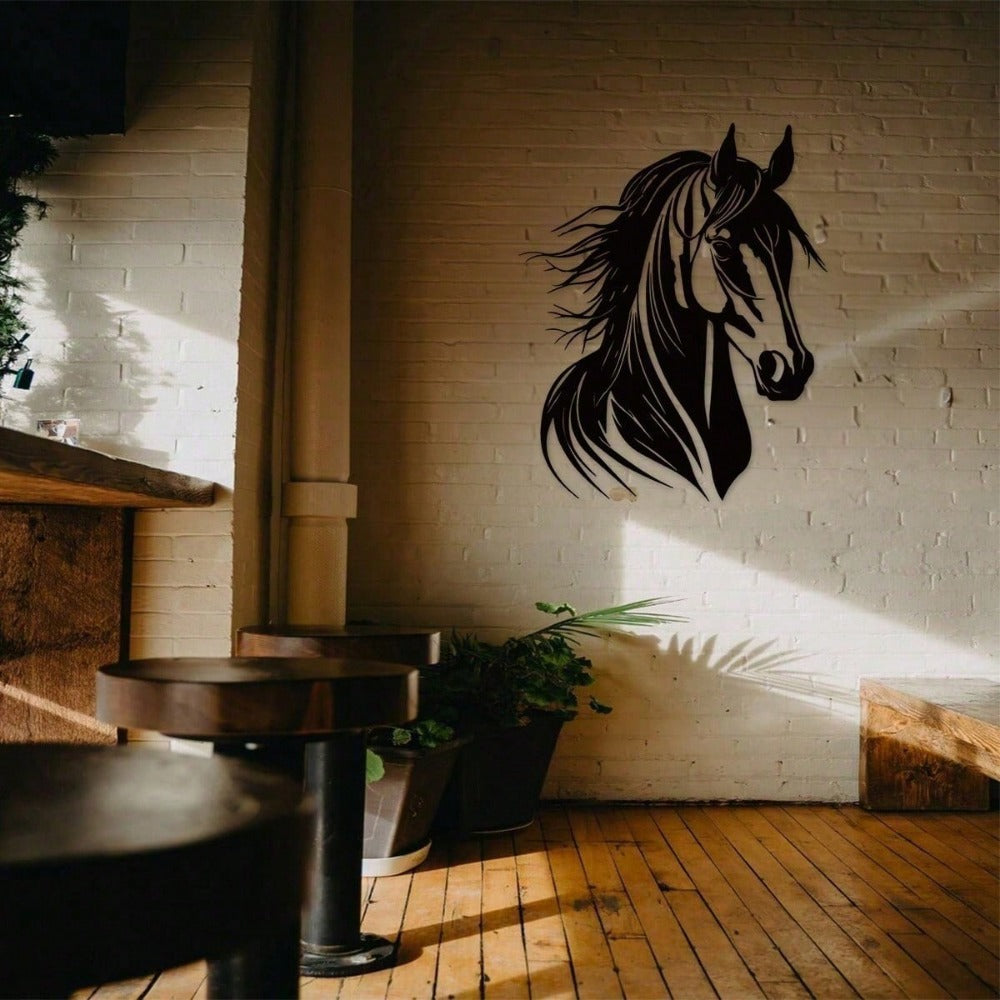 Determined Horse Head Metal Wall Art