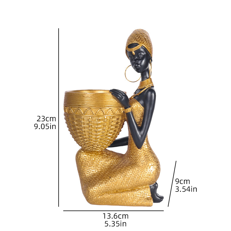 African Tribal Woman Vase Sculpture