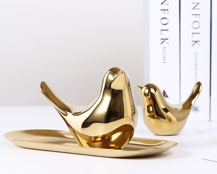 Cute Nordic Golden Bird Family