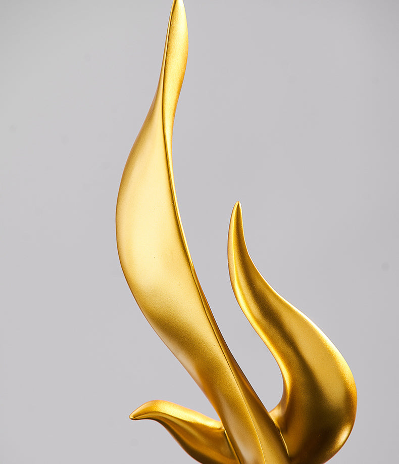 Modern Golden Flame Sculpture