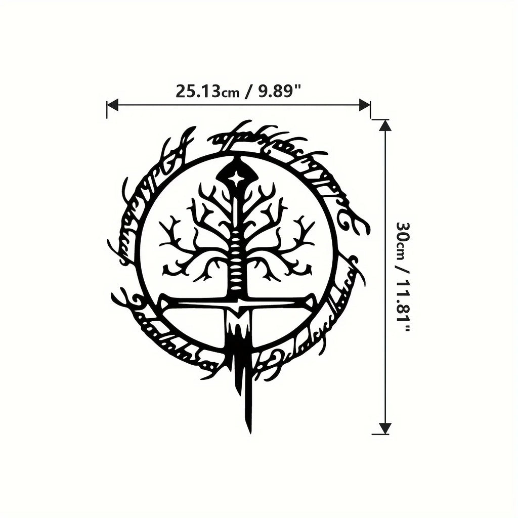 Elven Rune Tree of Life Sword Metal Wall Art