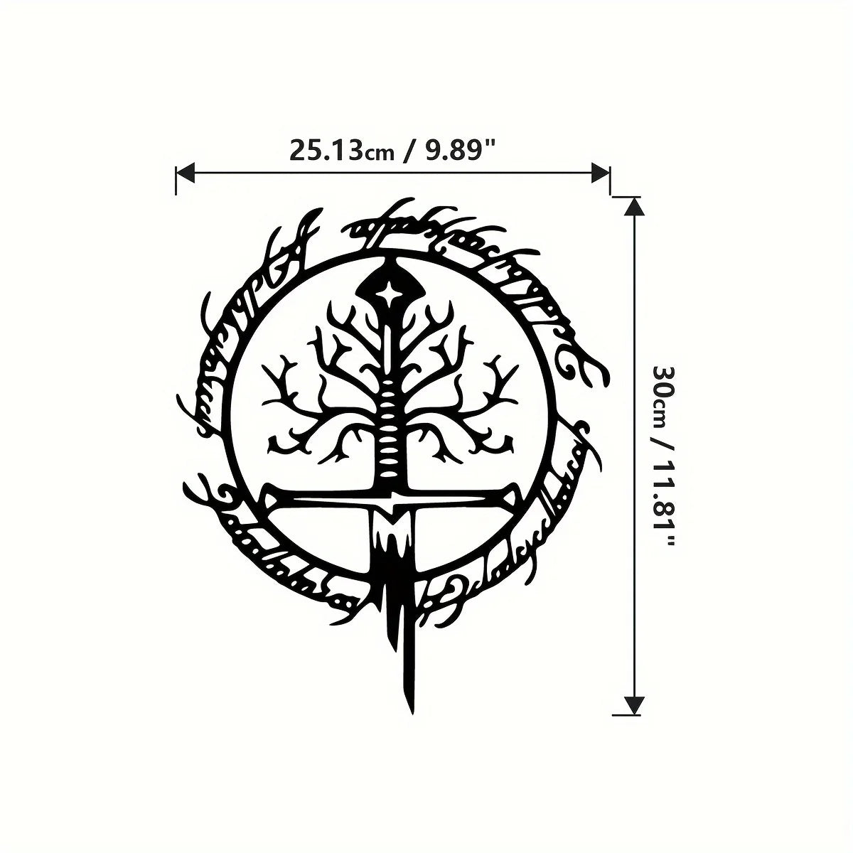 Elven Rune Tree of Life Sword Metal Wall Art