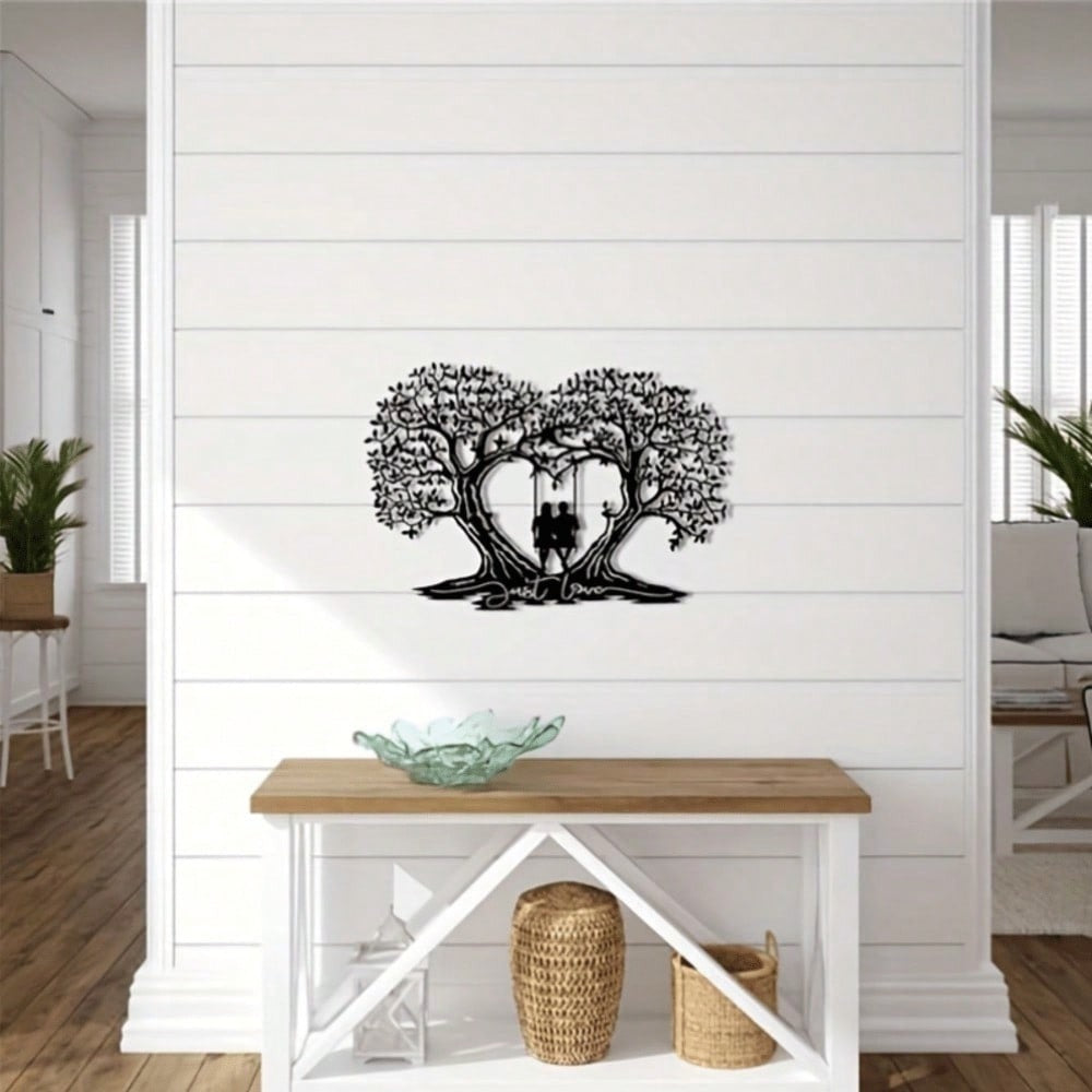 Lovers Tree Swing Metal Wall Art
