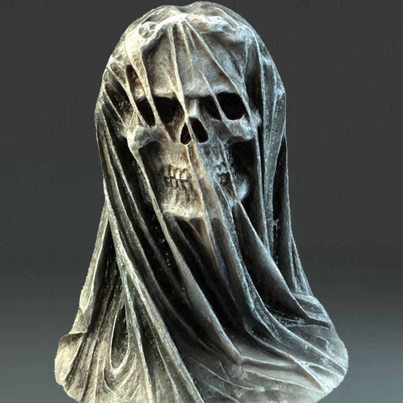 Grim Reaper Veiled Skull Statue