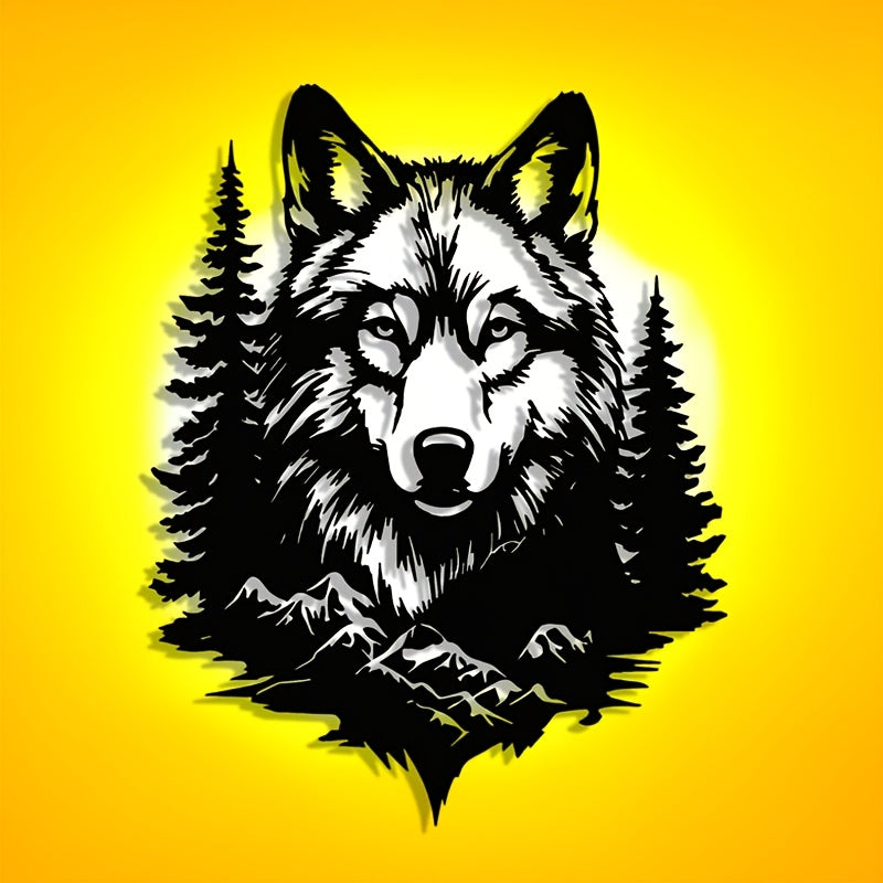 Wolf Mountain Forest Metal Wall Art