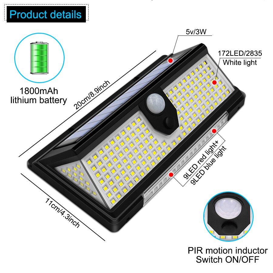 Solar Motion Sensor Security Wall Light Decoration