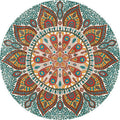 Persian Mandala Round Rug in Terracotta and Teal