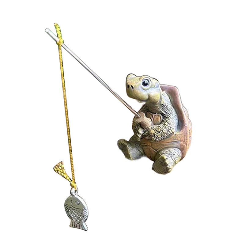 Funny Fishing Turtle Figurine