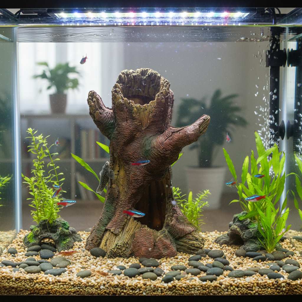 Hollow Tree Trunk Aquarium Ornament