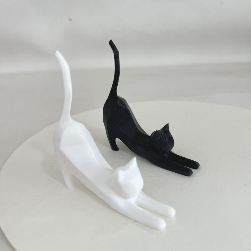 Nordic Geometric Stretching Cat Shelf Sculpture