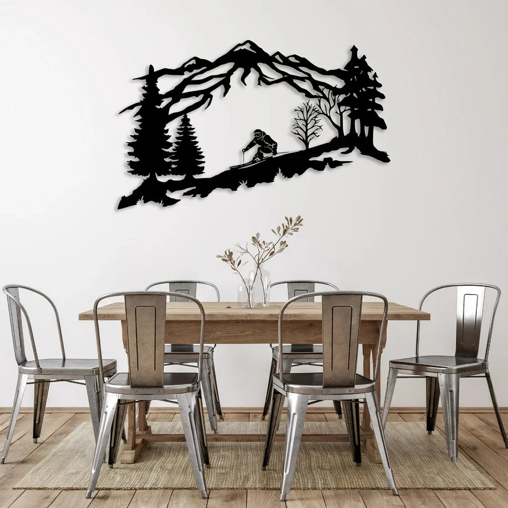 Mountain Skier Adventure Metal Wall Art
