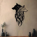 Twin Wolves Yin Yang Metal Wall Art