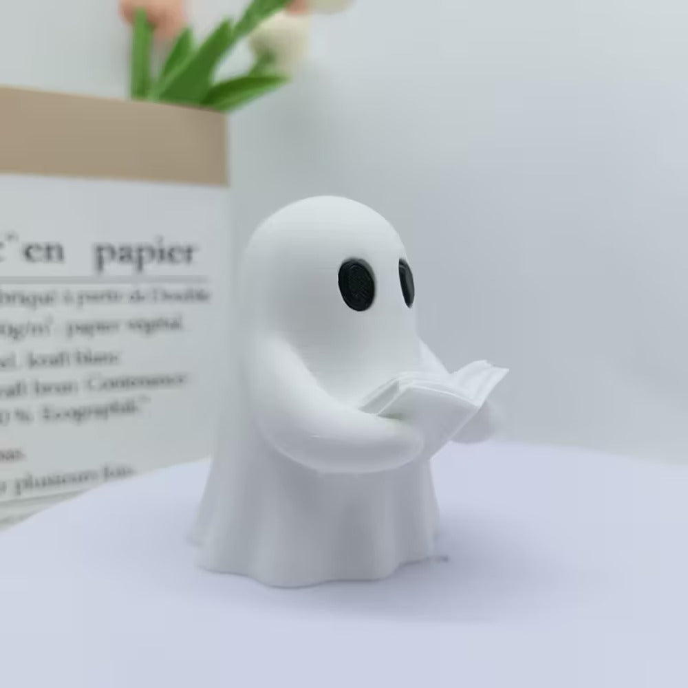 Cute Reading Ghost Statue