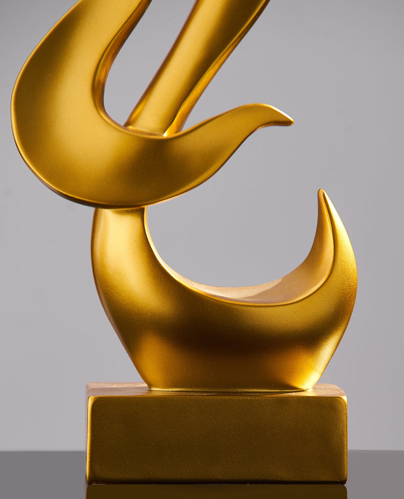 Modern Golden Flame Sculpture