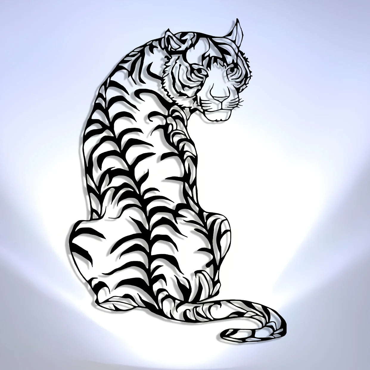 Tribal Tiger Line Art Metal Wall Decor