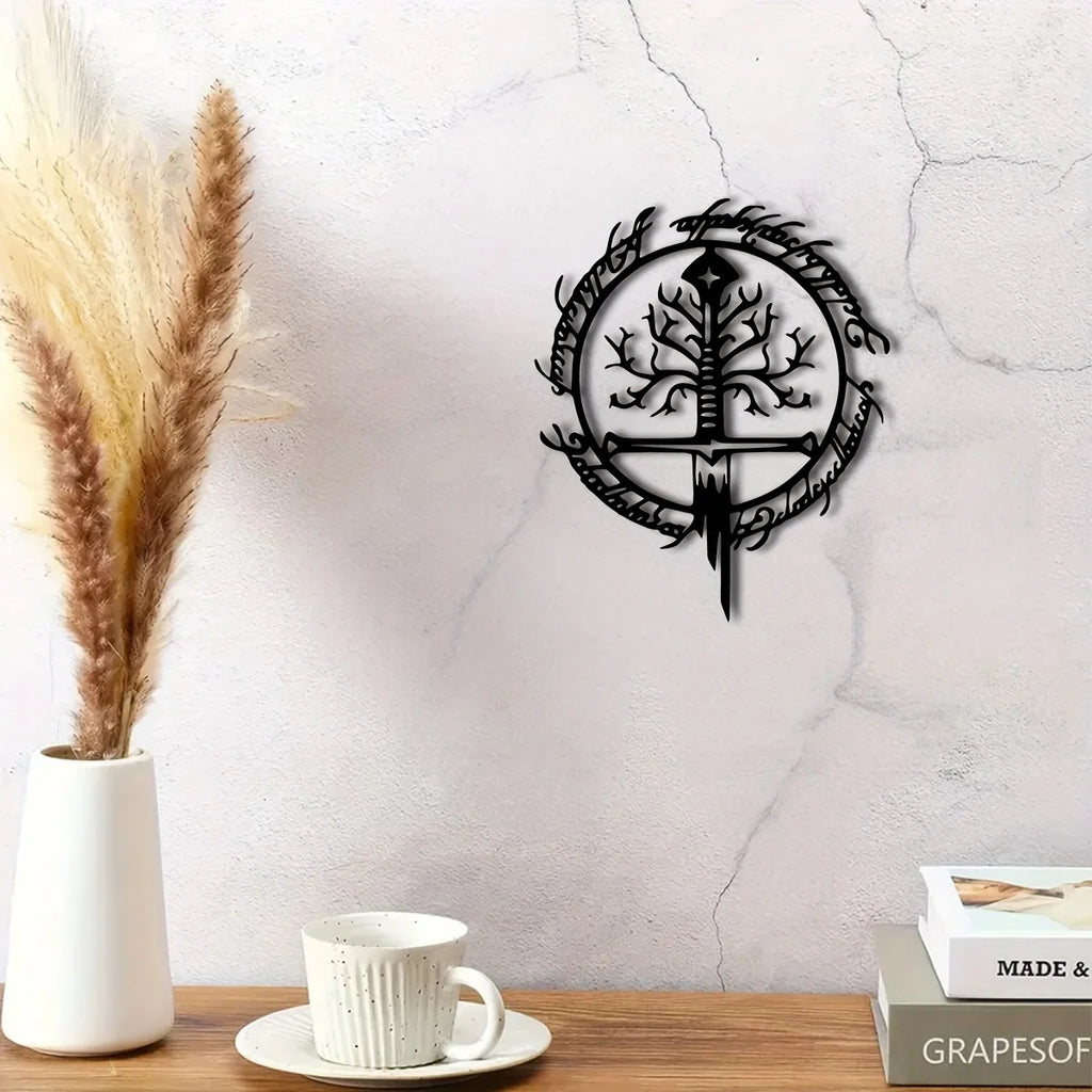 Elven Rune Tree of Life Sword Metal Wall Art