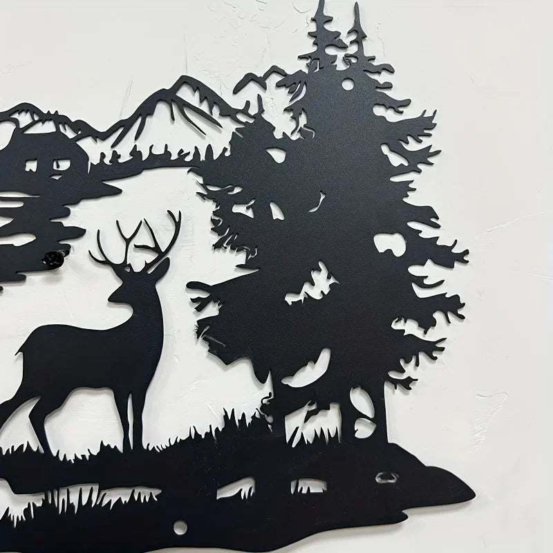 Deer Family Forest Metal Wall Art