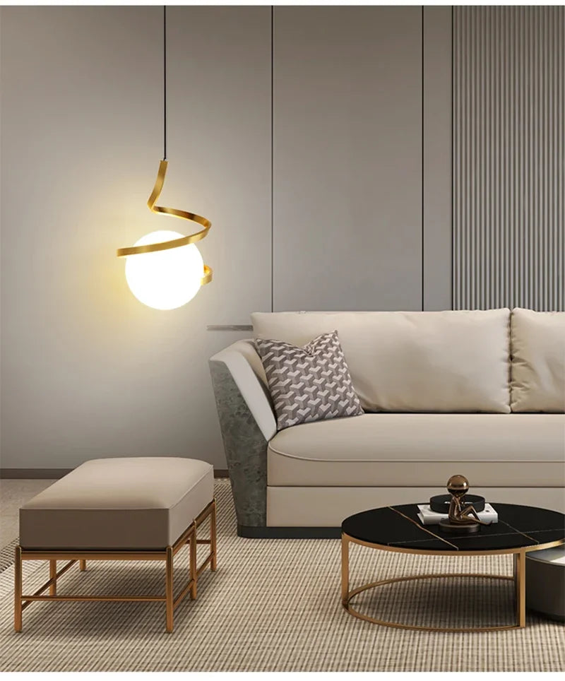 Nordic Spiral Globe LED Pendant Light