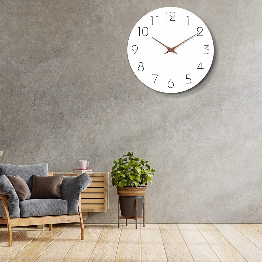 Minimalist White Wood Hand Wall Clock