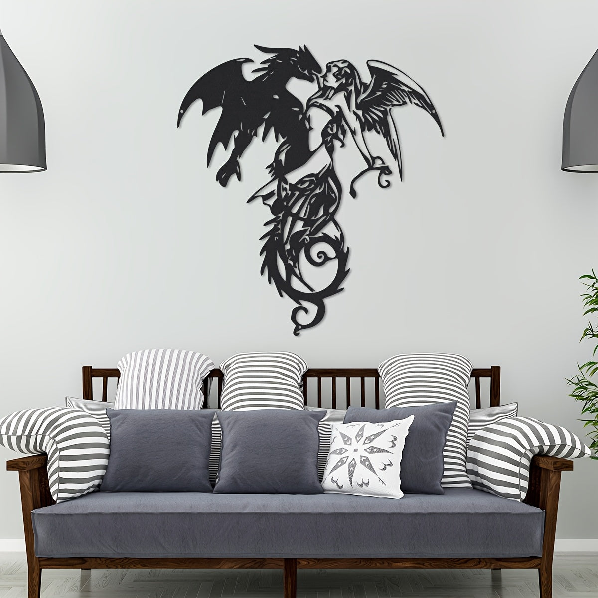Warrior Dragon Metal Wall Art