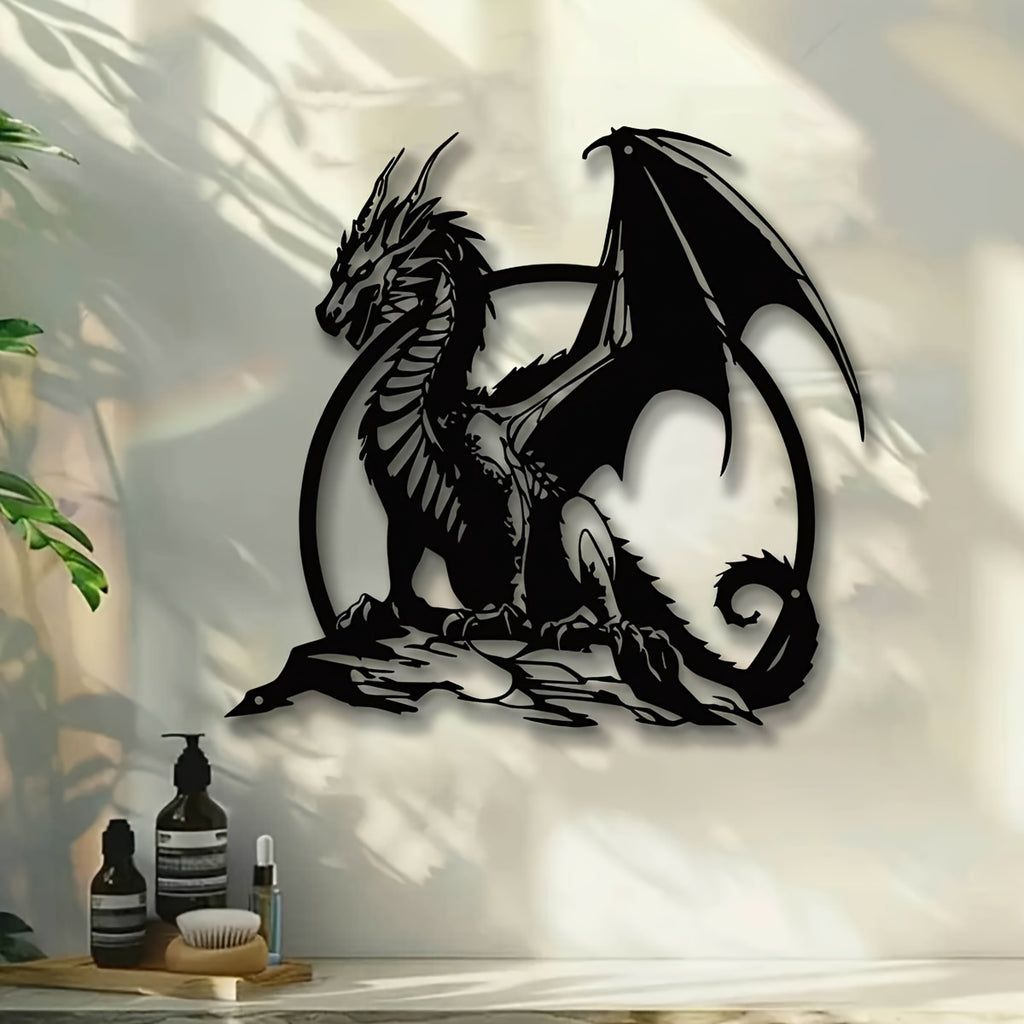 Perched Dragon Metal Wall Art