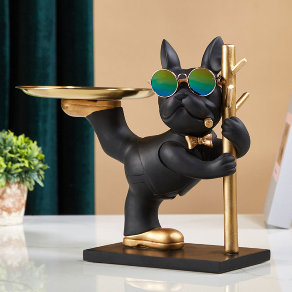 Tuxedo Bulldog Tray & Pole Key Holder