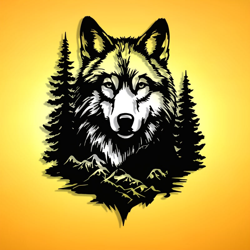 Wolf Mountain Forest Metal Wall Art